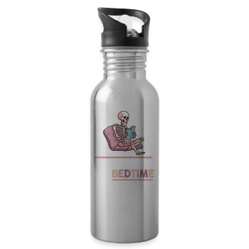 I read skeleton after bedtime - Water bottle with straw - silver - Right
