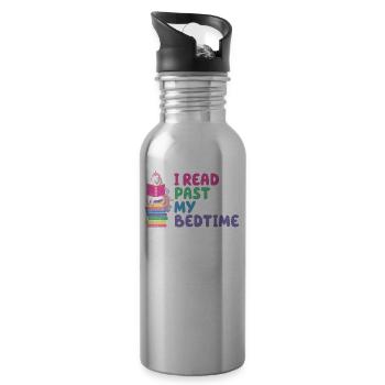 I read unicorn after bedtime - Water bottle with straw - silver - Right