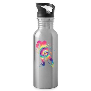 Eishockeyspieler Jungen Eishockey - Trinkflasche mit integriertem Trinkhalm - Lightsilver - Rechts