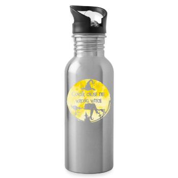 Cancer Witch Yellow Sarcoma Bone Cancer - Water bottle with straw - silver - Right