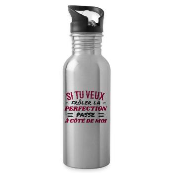 You want to come close to perfection, pass me by - Water bottle with straw - silver - Right