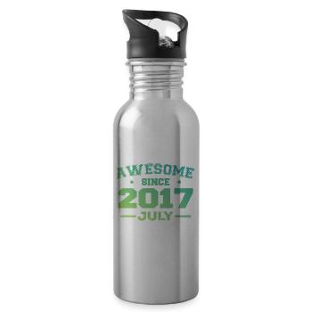 July 2017 Birthday Party July 2017 Retro - Water bottle with straw - silver - Right