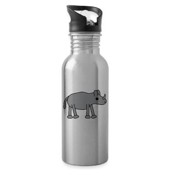 Mignon rhinocéros kawaii - Gourde avec paille intégrée - argent clair - Droite
