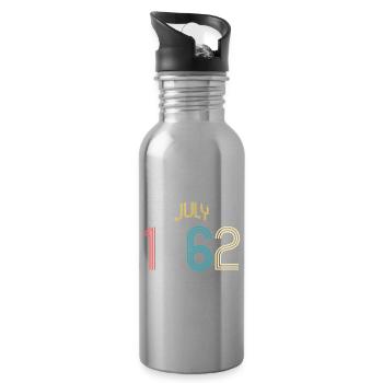 Juli 1962 - 60. Geburtstag Geschenk. Awesome. - Trinkflasche mit integriertem Trinkhalm - Lightsilver - Rechts