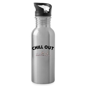 pot-smoking sheep - Water bottle with straw - silver - Right