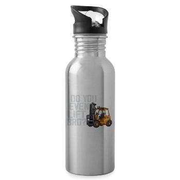 Do You Even Lift Bro - Water bottle with straw - silver - Right