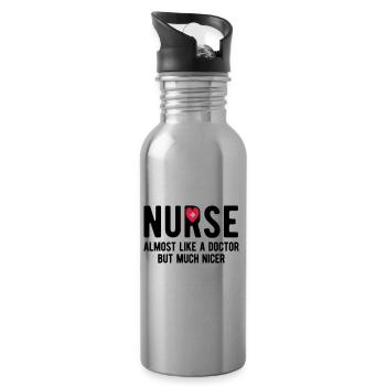 Krankenschwester - Trinkflasche mit integriertem Trinkhalm - Lightsilver - Rechts