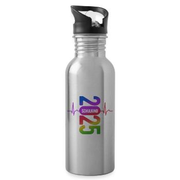 Schulkind 2025 - EKG - Puls - Einschulung - Trinkflasche mit integriertem Trinkhalm - Lightsilver - Rechts