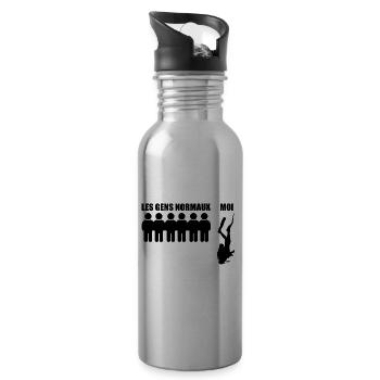 Tauchen | Taucher-Geschenk - Trinkflasche mit integriertem Trinkhalm - Lightsilver - Rechts
