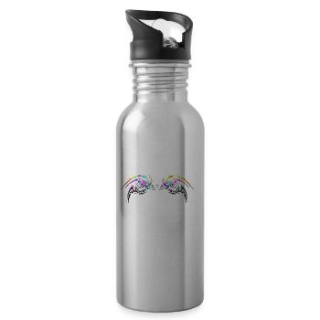 Neon Tribal Design - Trinkflasche mit integriertem Trinkhalm - Lightsilver - Rechts