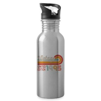 1995 Geburtstag Jahrgang 1995 - Trinkflasche mit integriertem Trinkhalm - Lightsilver - Rechts