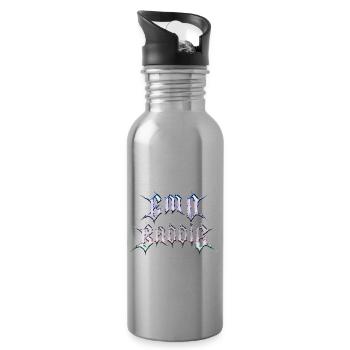 Emo Baddie! Emo Aesthetic Goth - Water bottle with straw - silver - Right