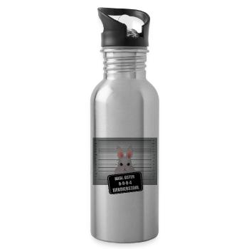 Osterhase - EIERDIEBSTAHL - Trinkflasche mit integriertem Trinkhalm - Lightsilver - Rechts