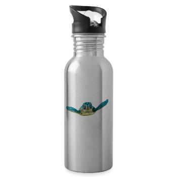 turtle schildkroete tiere animals10 - Trinkflasche mit integriertem Trinkhalm - Lightsilver - Rechts