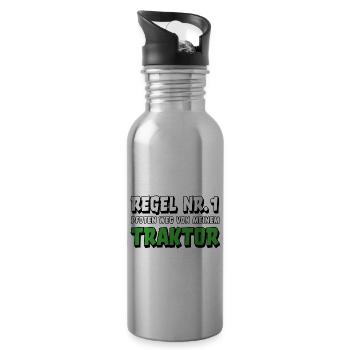 Traktor Landwirt Bauer Trecker lustiger Spruch - Trinkflasche mit integriertem Trinkhalm - Lightsilver - Rechts