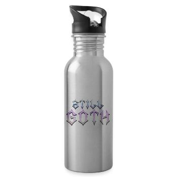 Still Goth! Gothic Aesthetics Y2K Cross - Water bottle with straw - silver - Right