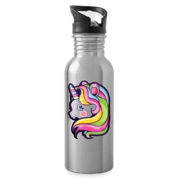 licorne - Gourde avec paille intégrée - argent clair - Droite