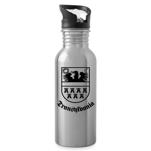Siebenbürgen-Wappen Transylvania sw - Trinkflasche mit integriertem Trinkhalm
