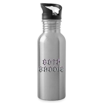 Goth Baddie! Goth Girl Gothic Aesthetic - Water bottle with straw - silver - Right