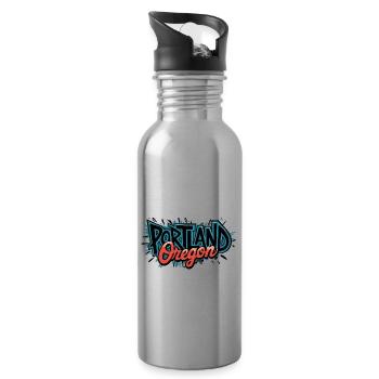 Oregon Portland Amerika Bundesstaat für Oregon - Trinkflasche mit integriertem Trinkhalm - Lightsilver - Rechts