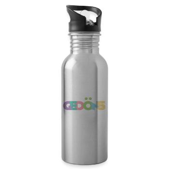 Gedöns - Farbenfrohes Pastell-Statement-Shirt - Trinkflasche mit integriertem Trinkhalm - Lightsilver - Rechts