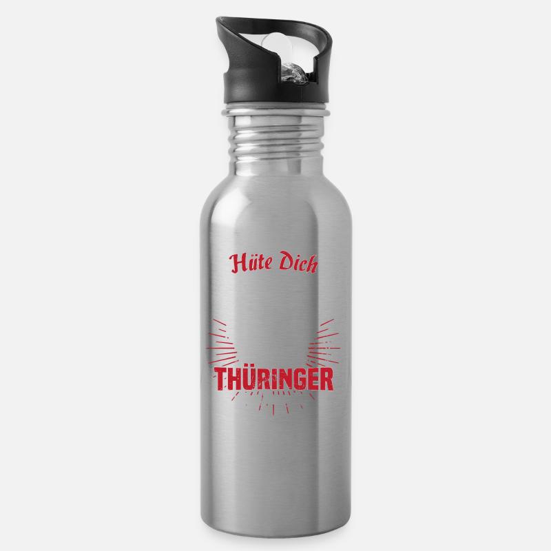 Thüringen Erfurt Gera Jena Weimar Gotha Geschenk - Trinkflasche mit integriertem Trinkhalm - Lightsilver