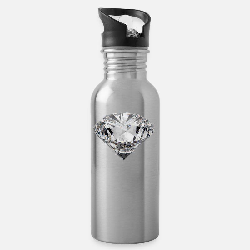 Diamond Gemstone Gift Rich Bling Rap Love - Water bottle with straw - silver