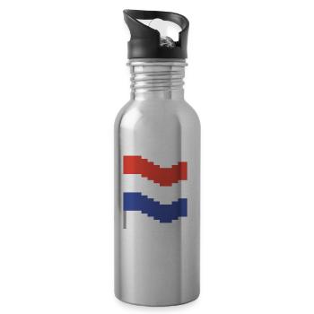 Niederlande Flagge Pixel Art - Trinkflasche mit integriertem Trinkhalm - Lightsilver - Rechts