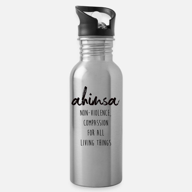 Ahimsa - Gourde avec paille intégrée - argent clair