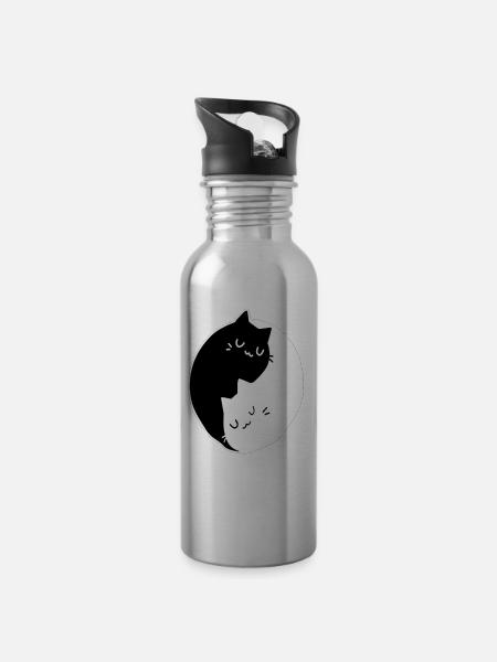 cats - Water bottle with straw - silver