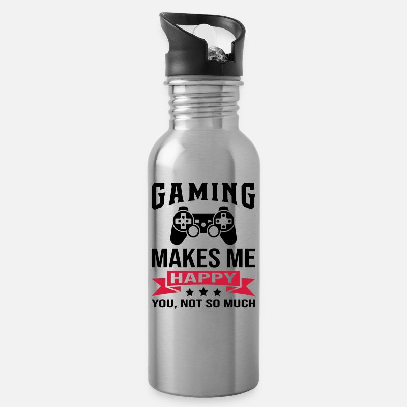 Gaming Makes Me Happy - Water bottle with straw - silver