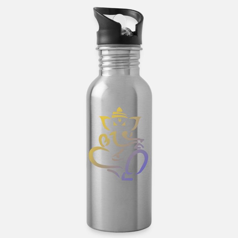Ganesha - Trinkflasche mit integriertem Trinkhalm - Lightsilver
