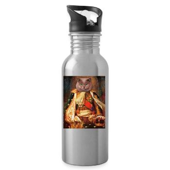 03 Kater Majestät Cat General King König - Trinkflasche mit integriertem Trinkhalm - Lightsilver - Rechts