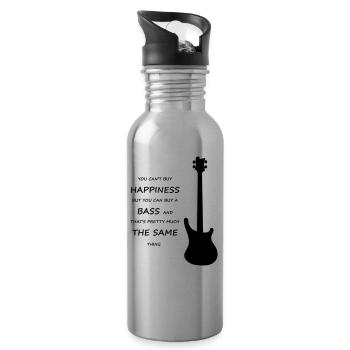 Bass instrument hobby gift - Water bottle with straw - silver - Right