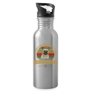 Französische Bulldogge - Frenchie - French Bulldog - Trinkflasche mit integriertem Trinkhalm - Lightsilver - Rechts
