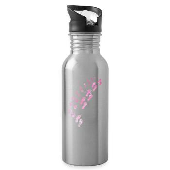 Hunde Design mit “ Never Walk Alone “ Hunde Motiv - Trinkflasche mit integriertem Trinkhalm - Lightsilver - Rechts