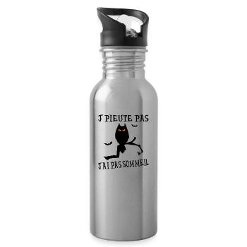 J'PIEUTE PAS J'AI PAS SOMMEIL ! - Gourde avec paille intégrée - argent clair - Droite