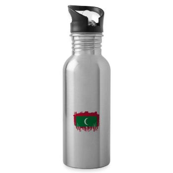 Malediven Wurzeln Spruch - Trinkflasche mit integriertem Trinkhalm - Lightsilver - Rechts