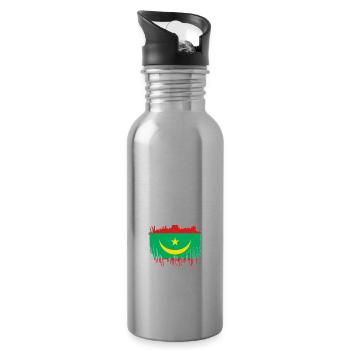 Mauretanien Flagge Mauretanische Wurzeln - Trinkflasche mit integriertem Trinkhalm - Lightsilver - Rechts