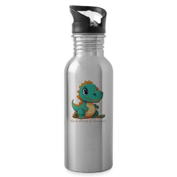 Fast Fierce Dinosaurs - Water bottle with straw - silver - Right