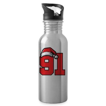 91 Number Christmas - Water bottle with straw - silver - Right