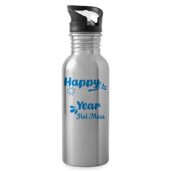 T-Shirt Design für Silvester - Trinkflasche mit integriertem Trinkhalm - Lightsilver - Rechts
