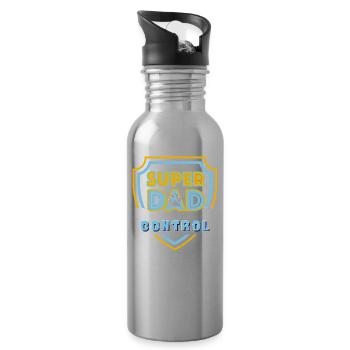 Super Dad Control Light Blue - Water bottle with straw - silver - Right