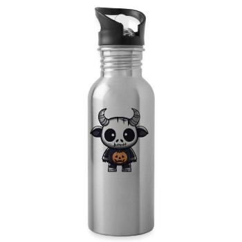 Stier Halloween Zombie - Trinkflasche mit integriertem Trinkhalm - Lightsilver - Rechts