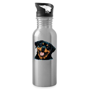 Chiot Rottweiler - Gourde avec paille intégrée - argent clair - Droite
