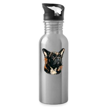 Bouledogue français - Gourde avec paille intégrée - argent clair - Droite