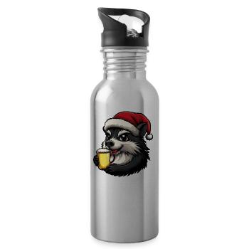 hérisson Noël bière drôle - Gourde avec paille intégrée - argent clair - Droite