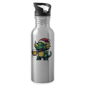Dinosaurier triceratops Weihnachten Bier Lustig - Trinkflasche mit integriertem Trinkhalm - Lightsilver - Rechts