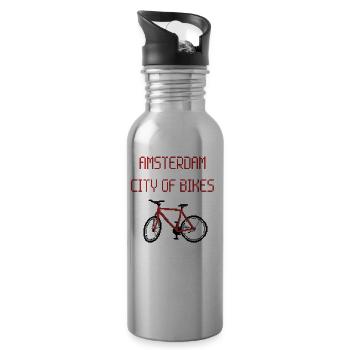 Vélo Amsterdam - Pixel Red - Gourde avec paille intégrée - argent clair - Droite