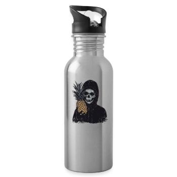 Pineapple Horror Skull - Water bottle with straw - silver - Right